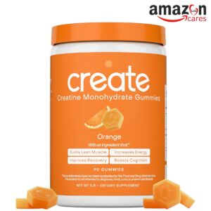 Create Creatine Monohydrate Gummies for Men & Women, (Orange) 90 Count