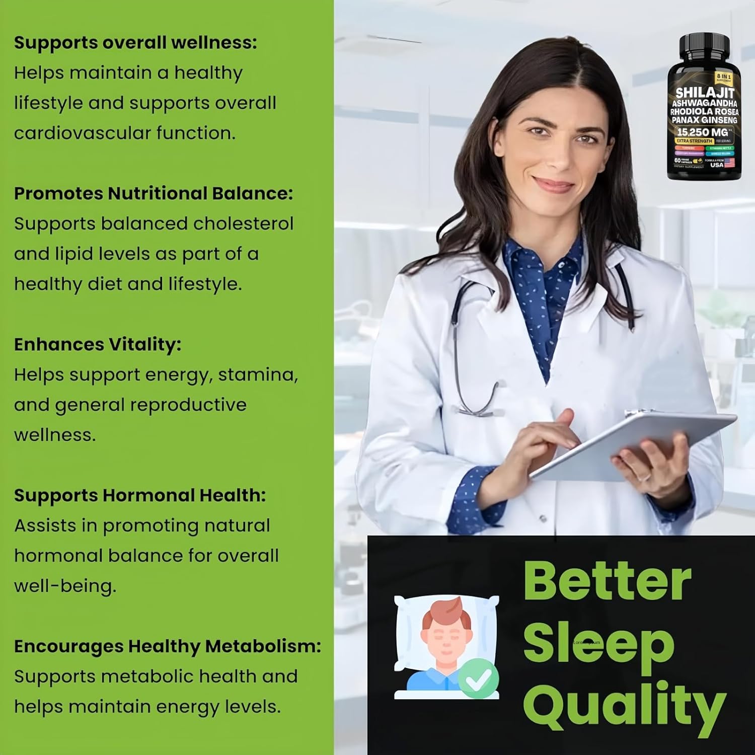 Shilajit Ashwagandha, Rhodiola Rosea, Panax Ginseng โ 60 Capsuleโs - Image 3