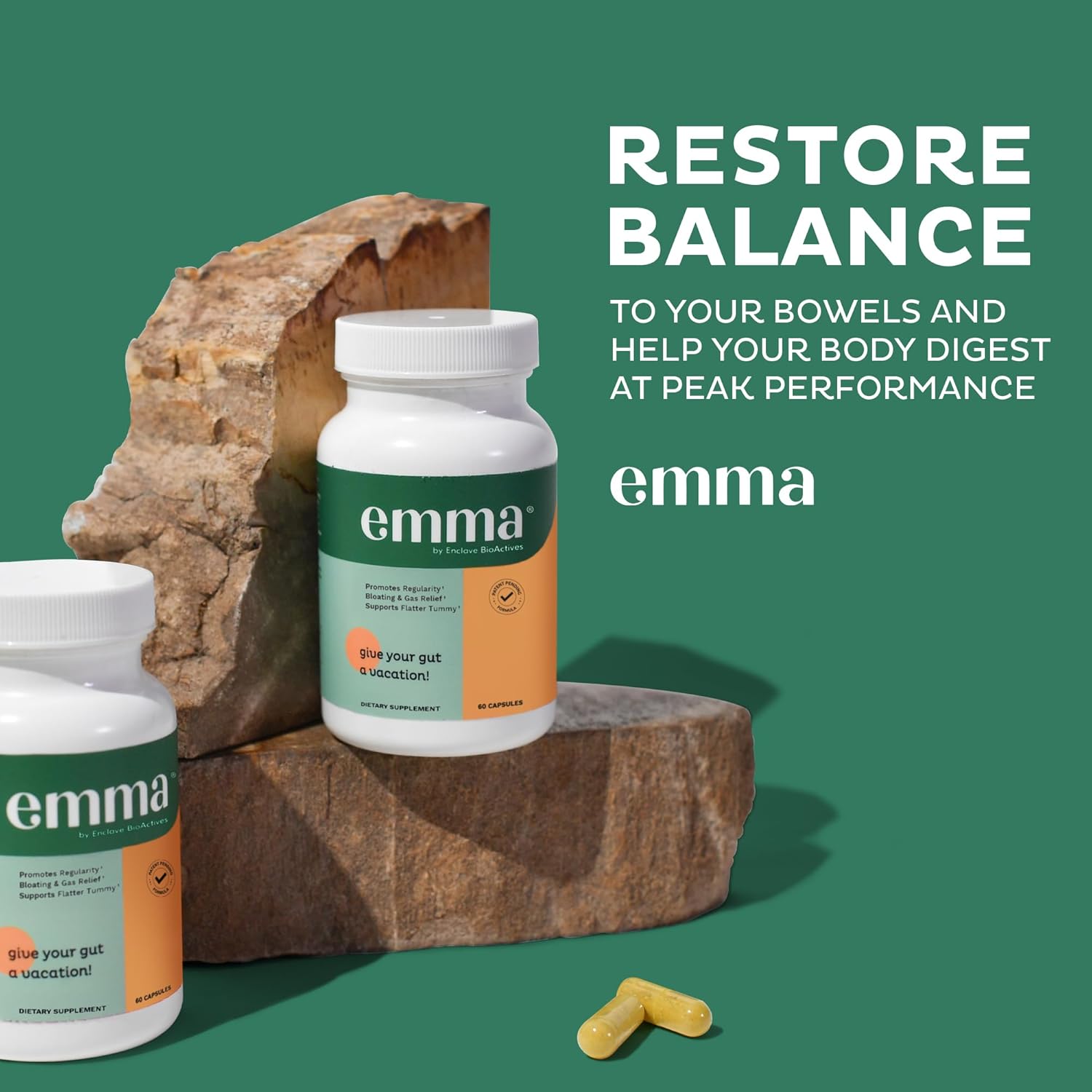 Emma Gut Health - Gas and Bloating Relief, Constipation, Leaky Gut Repair - Gut Cleanse & Restore Digestion - 60 Capsules - Image 3