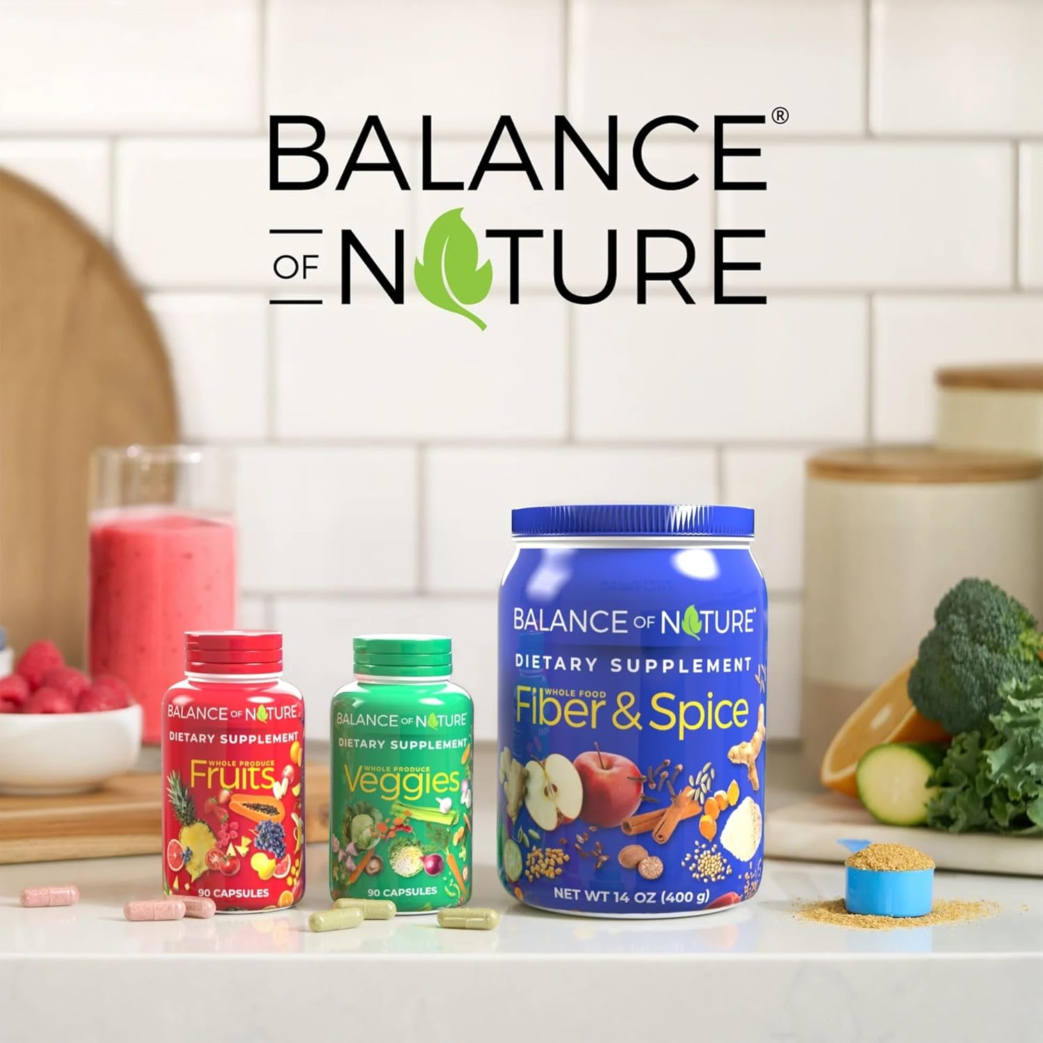 Balance of Nature Fruits & Veggies Supplements - Whole Fruit and Vegetable Ingredients for Women, Men, and Kids - 90 Fruits Capsules, 90 Veggies Capsules - 1 Set - Image 2