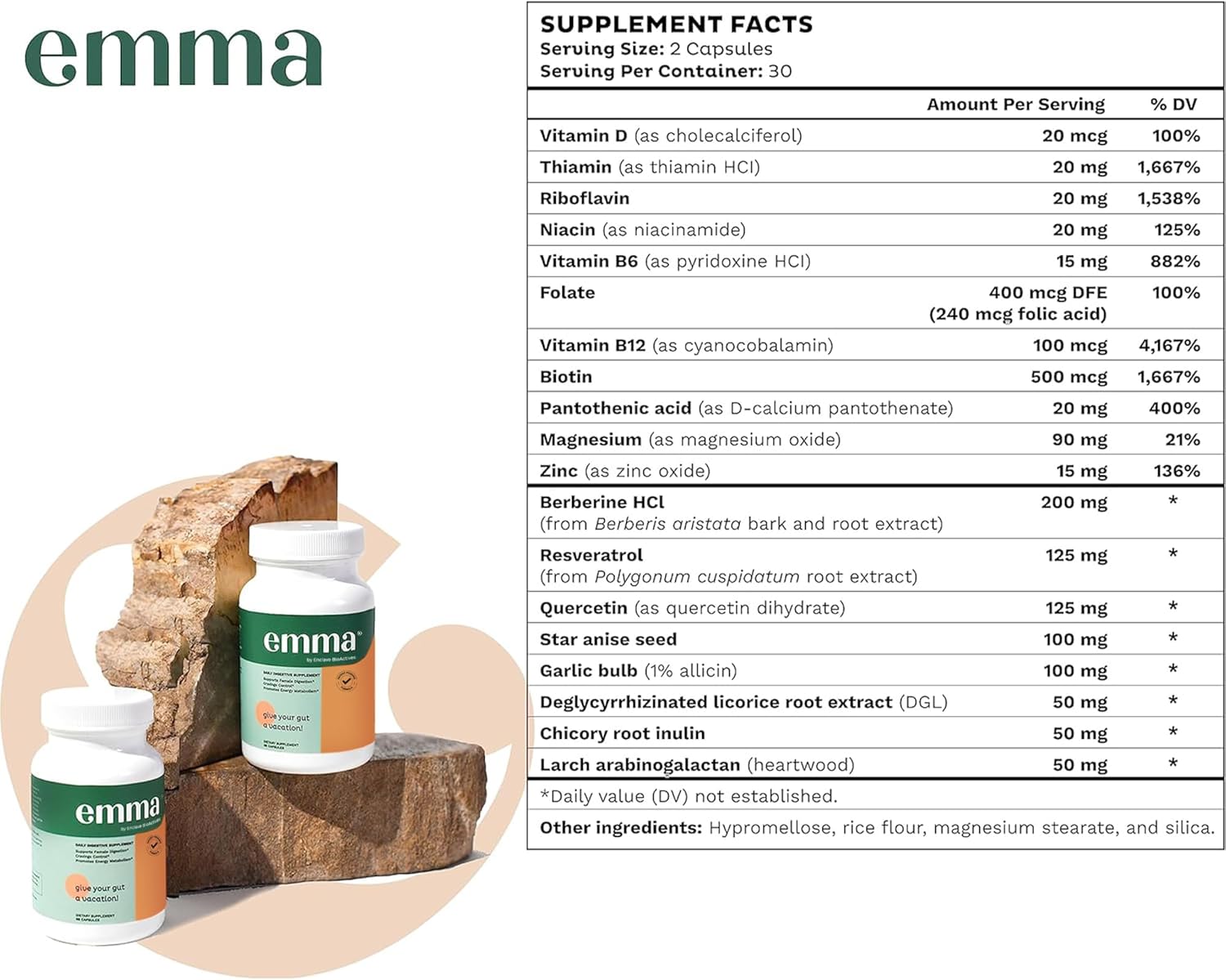 Emma Gut Health - Gas and Bloating Relief, Constipation, Leaky Gut Repair - Gut Cleanse & Restore Digestion - 60 Capsules - Image 5