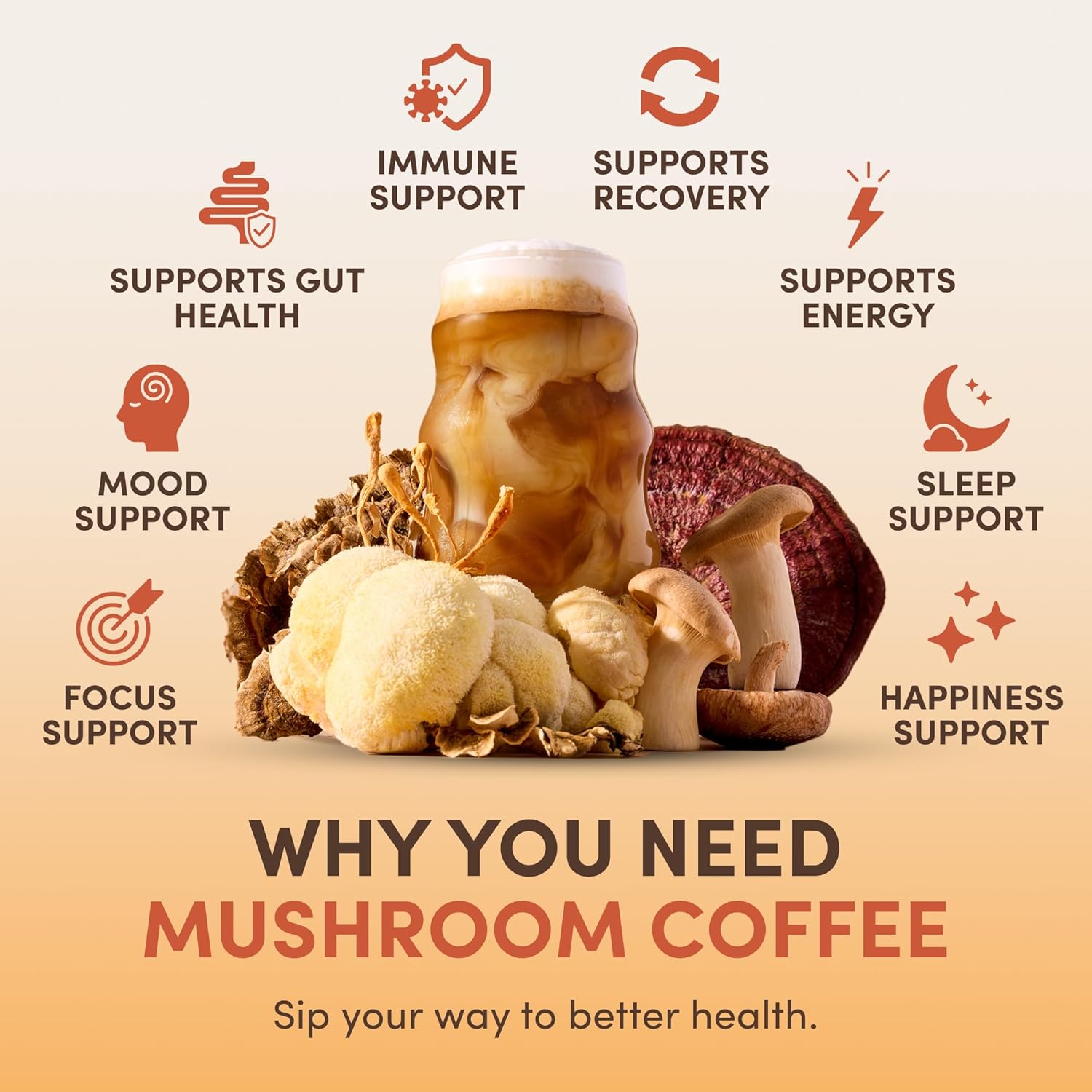 RYZE SUPERFOODS Mushroom Coffee USDA Organic with 6 Adaptogenic Mushrooms - 30 servings - Image 6