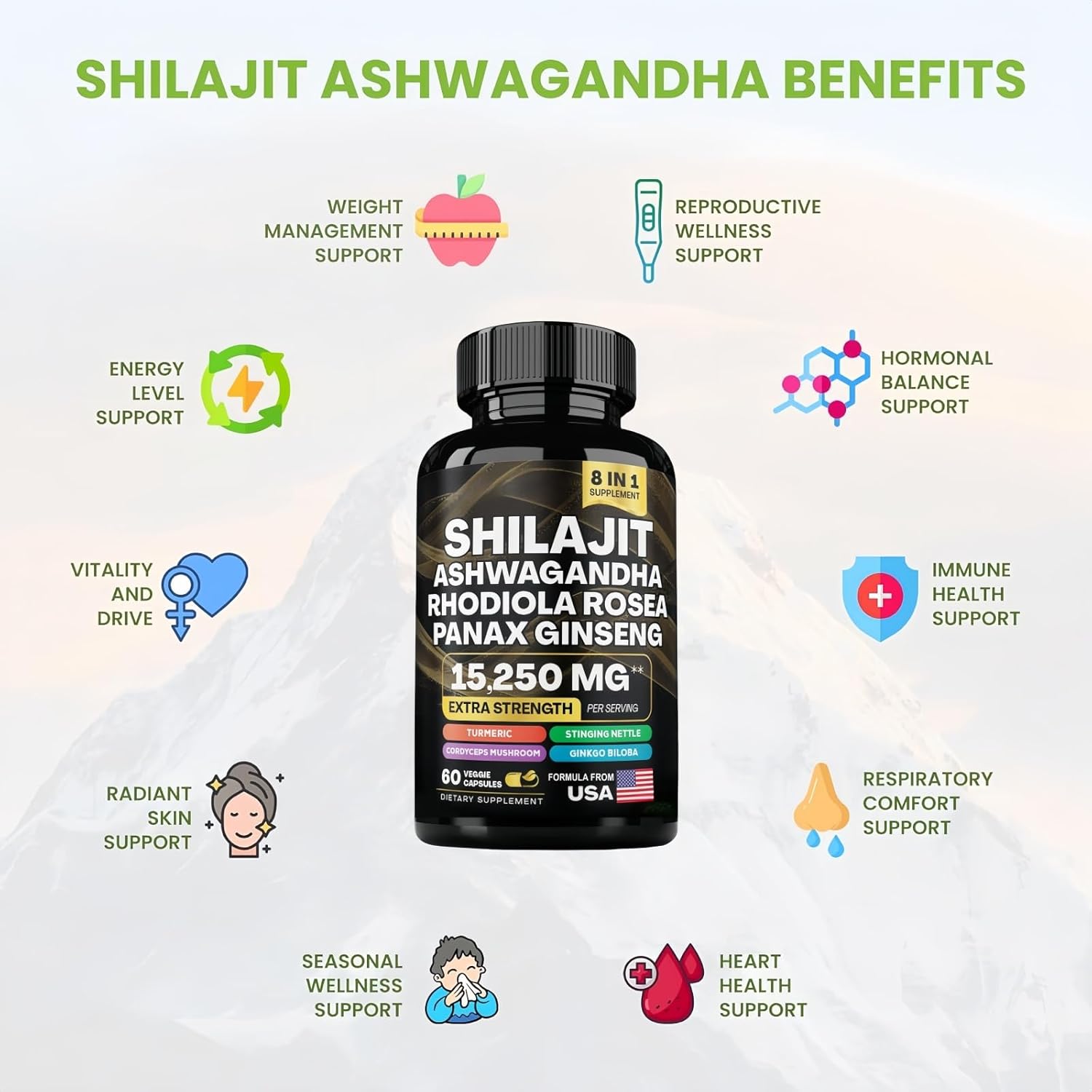 Shilajit Ashwagandha, Rhodiola Rosea, Panax Ginseng โ 60 Capsuleโs - Image 5
