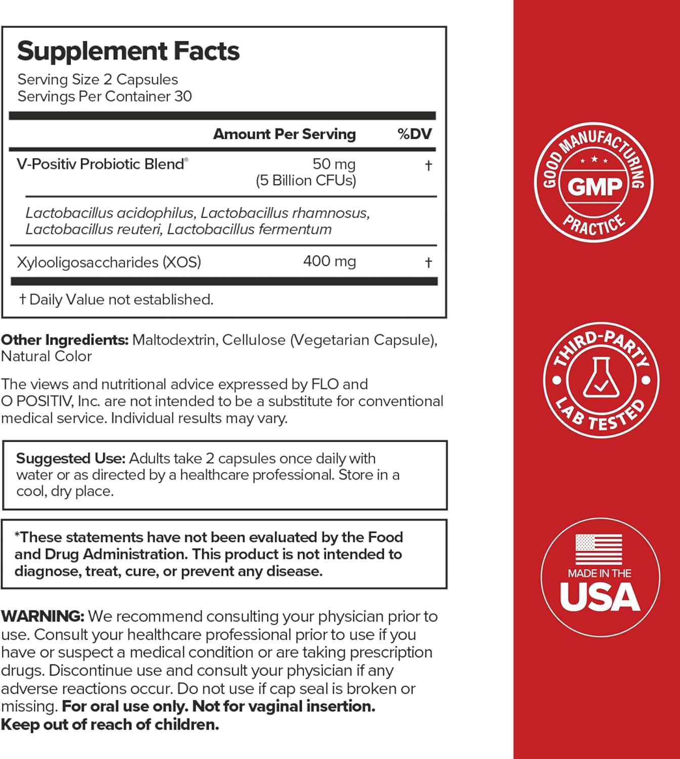 O Positiv URO Vaginal Probiotics for Women pH Balance with Prebiotics - 60 Count - Image 8