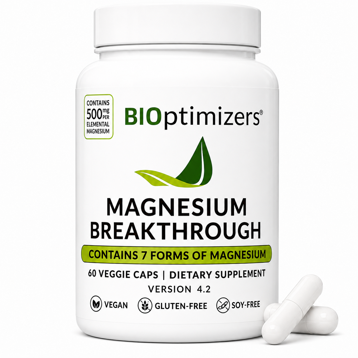 BIOptimizers Magnesium Breakthrough Supplement with 500mg - 60 Capsules