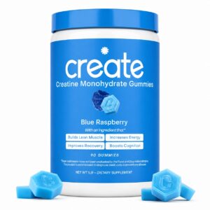 Create Creatine Monohydrate Gummies for Men & Women, (Blue Raspberry) 90 Count