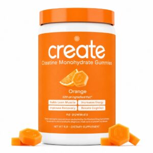 Create Creatine Monohydrate Gummies for Men & Women, (Orange) 90 Count
