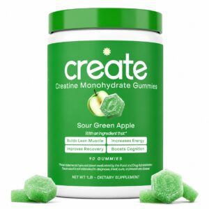 Creatine Monohydrate Gummies for Men & Women (Sour Green Apple) 90 Count
