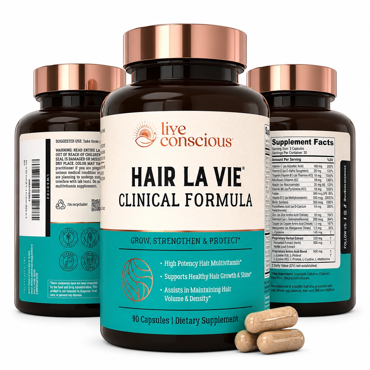 Hair La Vie Clinical Formula Hair Growth Vitamins with Biotin - 90 Count