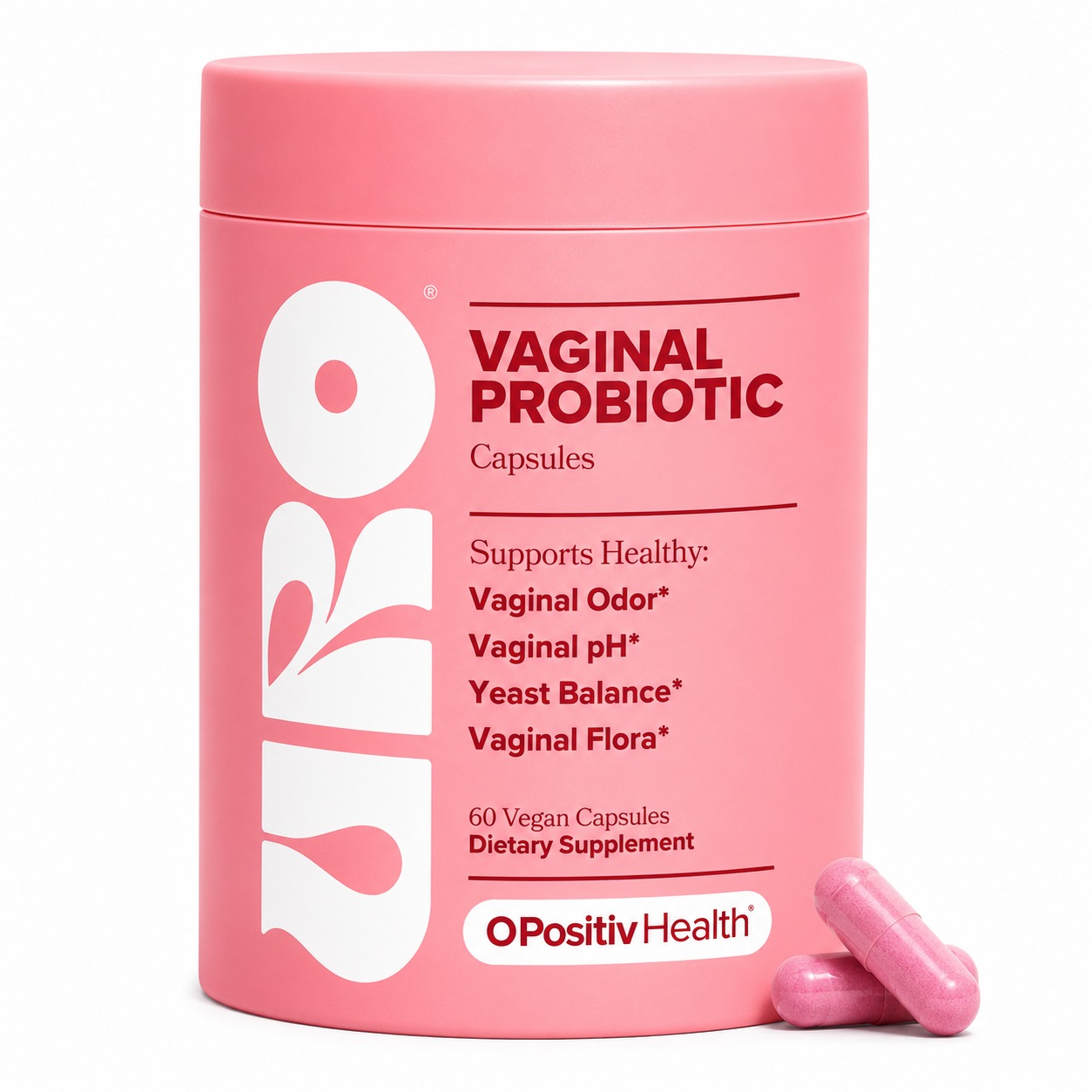 O Positiv URO Vaginal Probiotics for Women pH Balance with Prebiotics - 60 Count